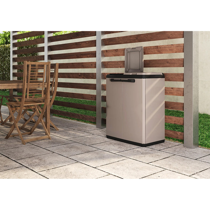 Armoire de tri des déchets Keter, capacité 2 × 110 L, couvercle à ouverture manuelle, utilisable à l'extérieur, 241065, 2 pièces