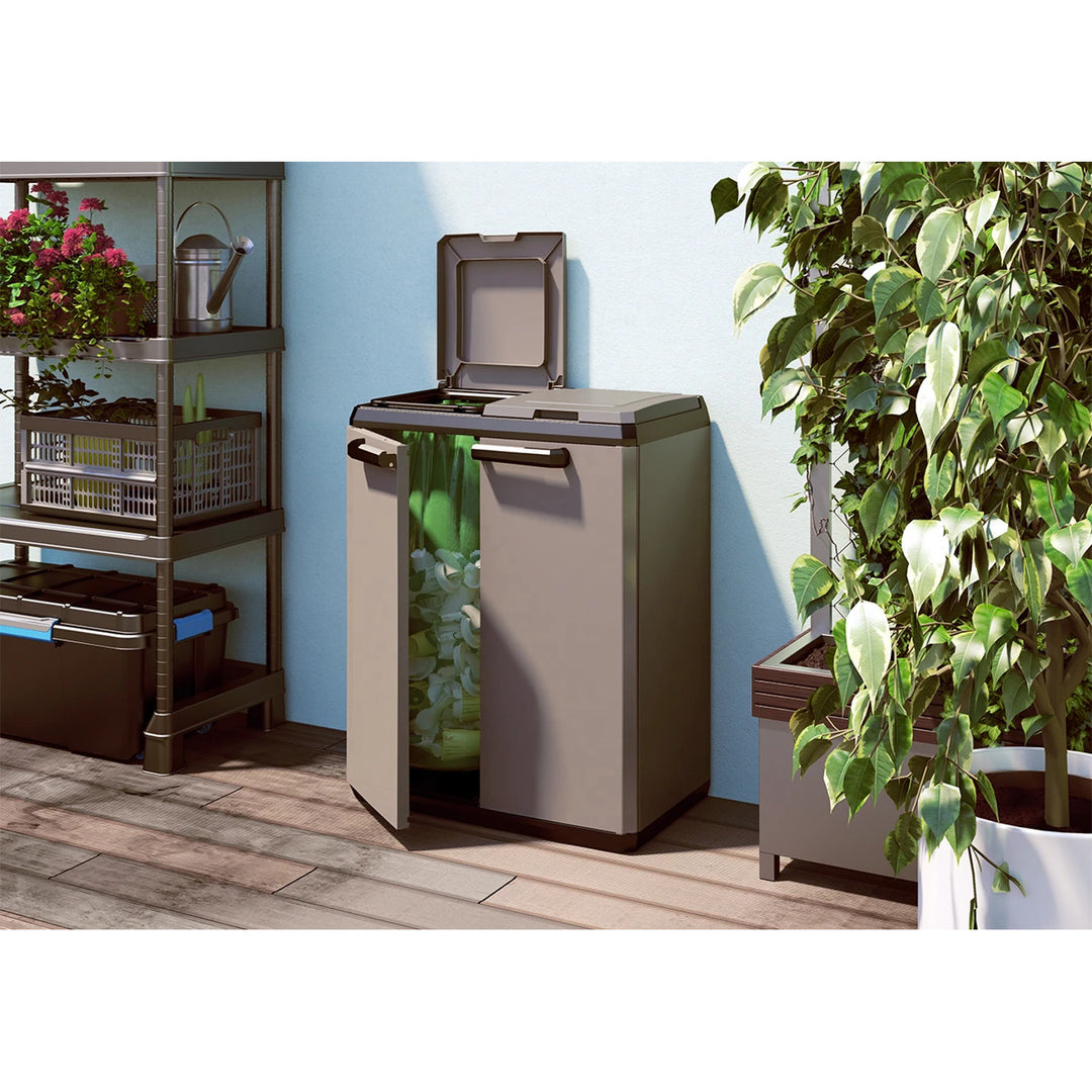 Armoire de tri des déchets Keter, capacité 2 × 110 L, couvercle à ouverture manuelle, utilisable à l'extérieur, 241065, 2 pièces