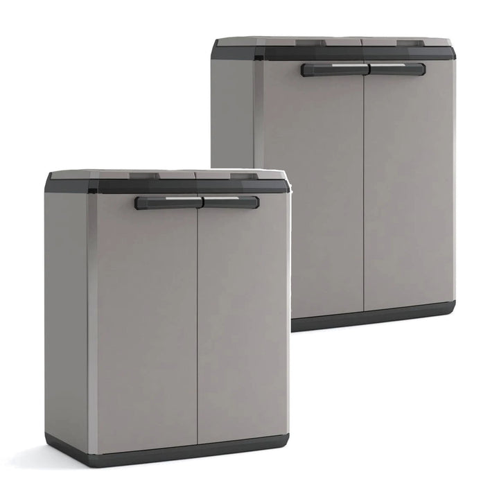 Armoire de tri des déchets Keter, capacité 2 × 110 L, couvercle à ouverture manuelle, utilisable à l'extérieur, 241065, 2 pièces