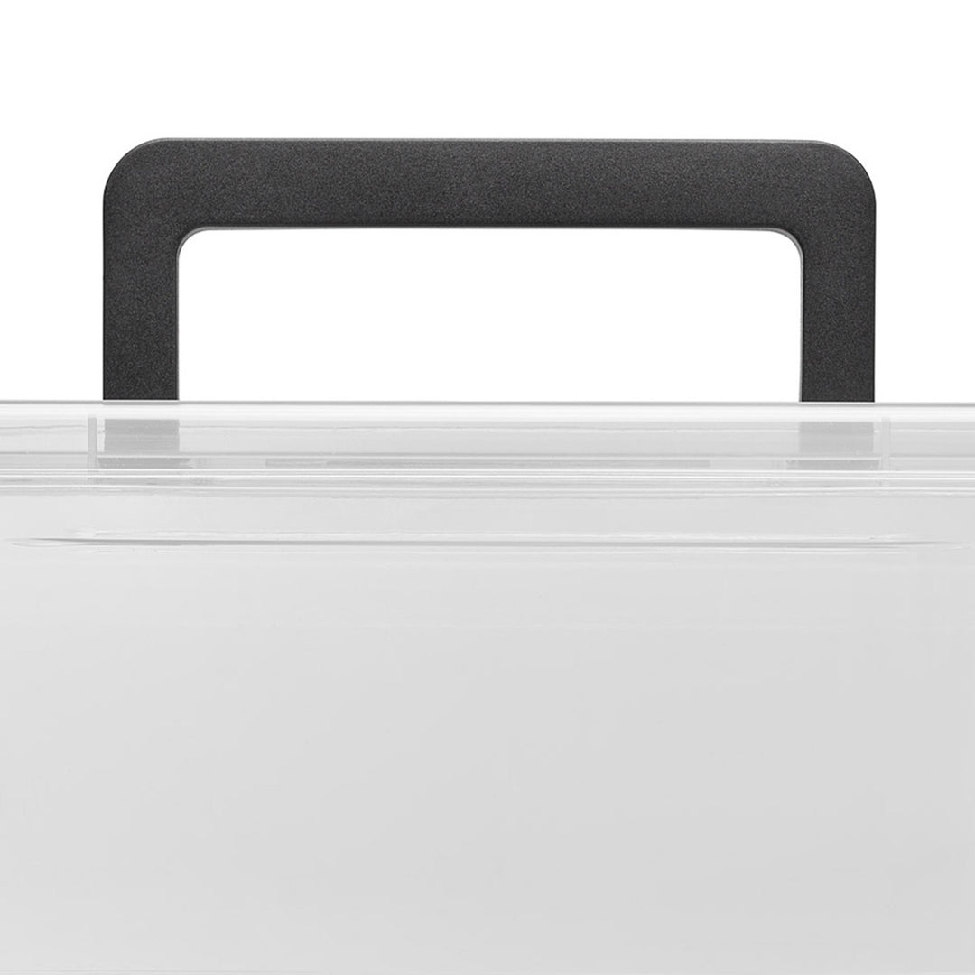 Moxom SimpleStore container, 60L capacity, transparent, snap-on lid, with casters, BPA-free, 04-0081, 3 pieces