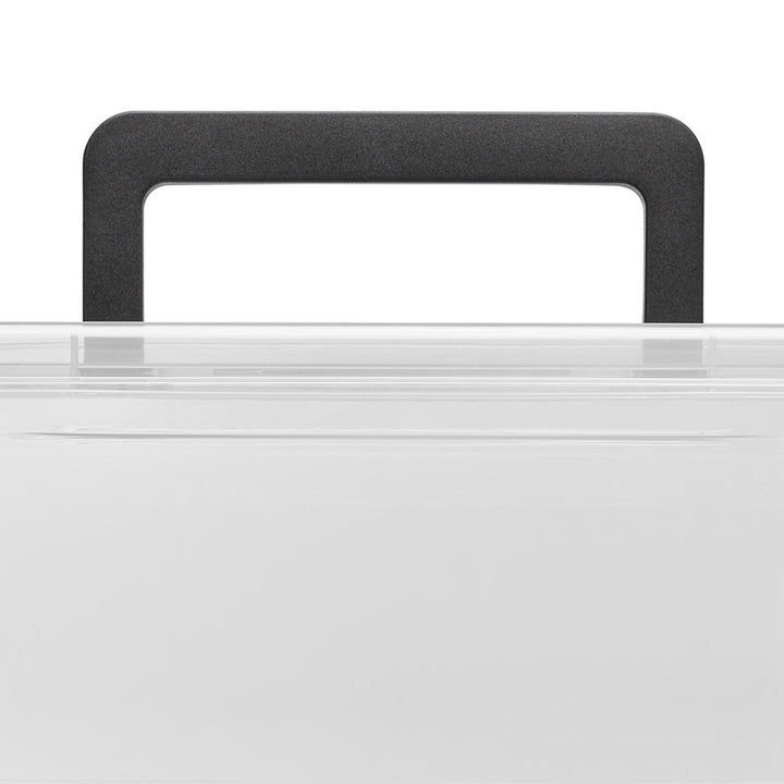 Moxom SimpleStore-Behälter, Fassungsvermögen 60 l, transparent, Deckel mit Clipverschluss, mit Rollen, BPA-frei, 04-0081, 4 Stück