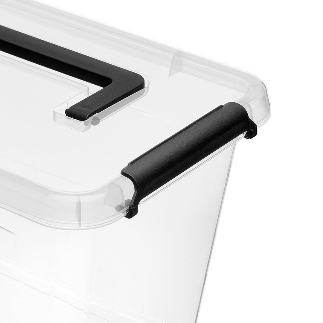 Moxom SimpleStore-Behälter, Fassungsvermögen 60 l, transparent, Deckel mit Clipverschluss, mit Rollen, BPA-frei, 04-0081, 4 Stück