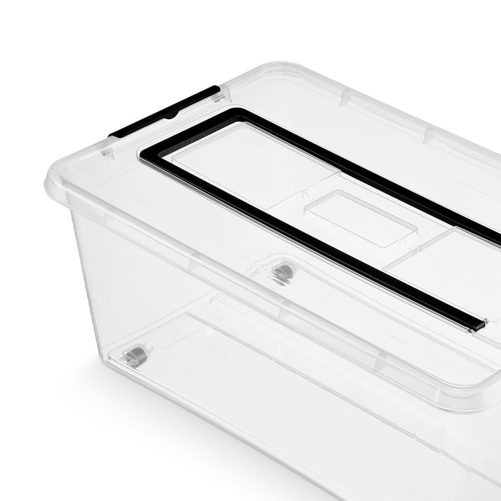 Moxom SimpleStore-Behälter, Fassungsvermögen 40 l, transparent, Deckel mit Clipverschluss, mit Rollen, BPA-frei, 04-0076, 2 Stück