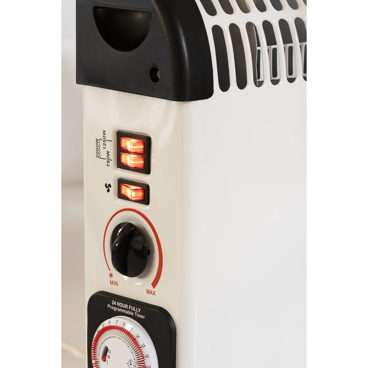 Convector eléctrico, termostato, 2000 W, temporizador de 24 horas, blanco, cable de 150 cm, Mesko, MS 7741W