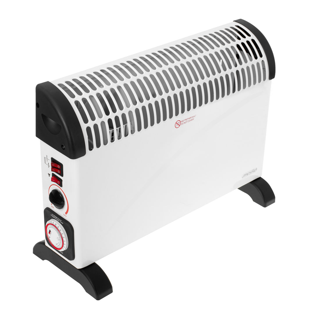 Convector eléctrico, termostato, 2000 W, temporizador de 24 horas, blanco, cable de 150 cm, Mesko, MS 7741W