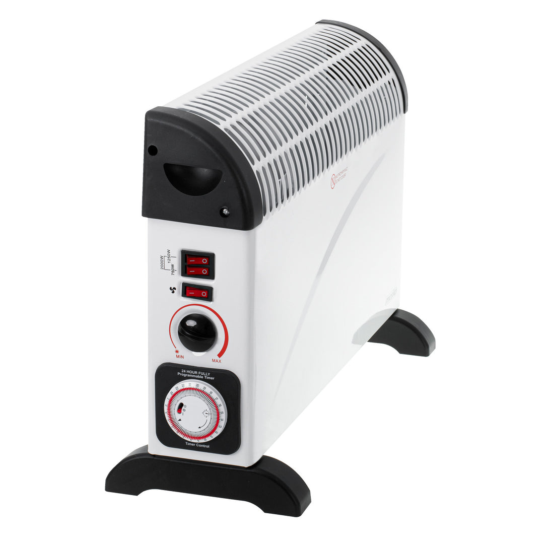 Convector eléctrico, termostato, 2000 W, temporizador de 24 horas, blanco, cable de 150 cm, Mesko, MS 7741W