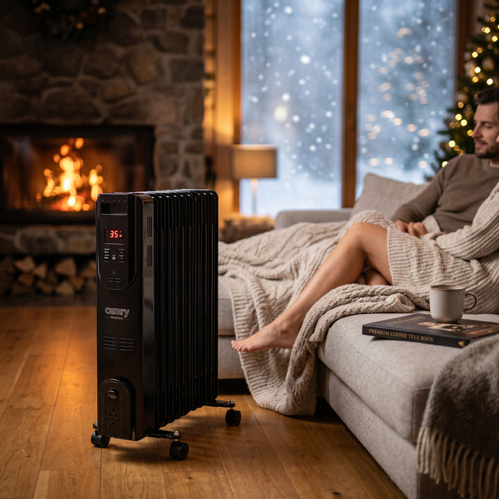 Radiateur à huile, 11 ailettes, 2 500 W, télécommande, écran LED, thermostat, Camry CR 7813