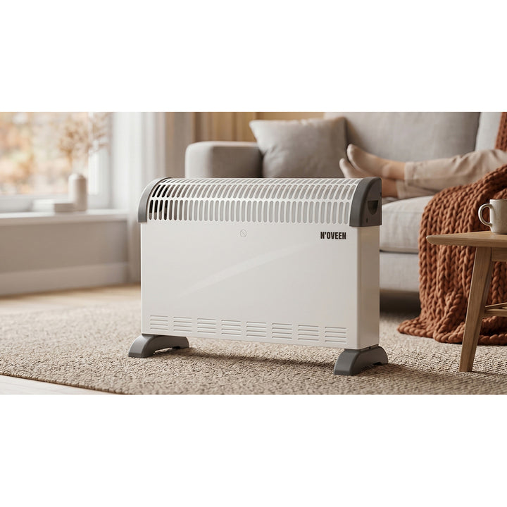 Convector eléctrico, 2000 W, con termostato, blanco, Noveen