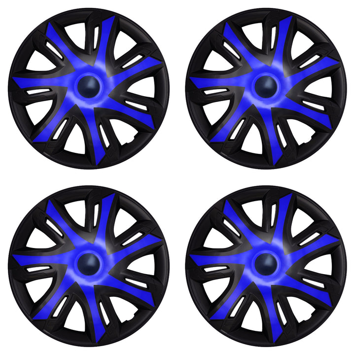 Tapacubos universales para coche de 15'' NRM N-Power azul/negro, 4 unidades