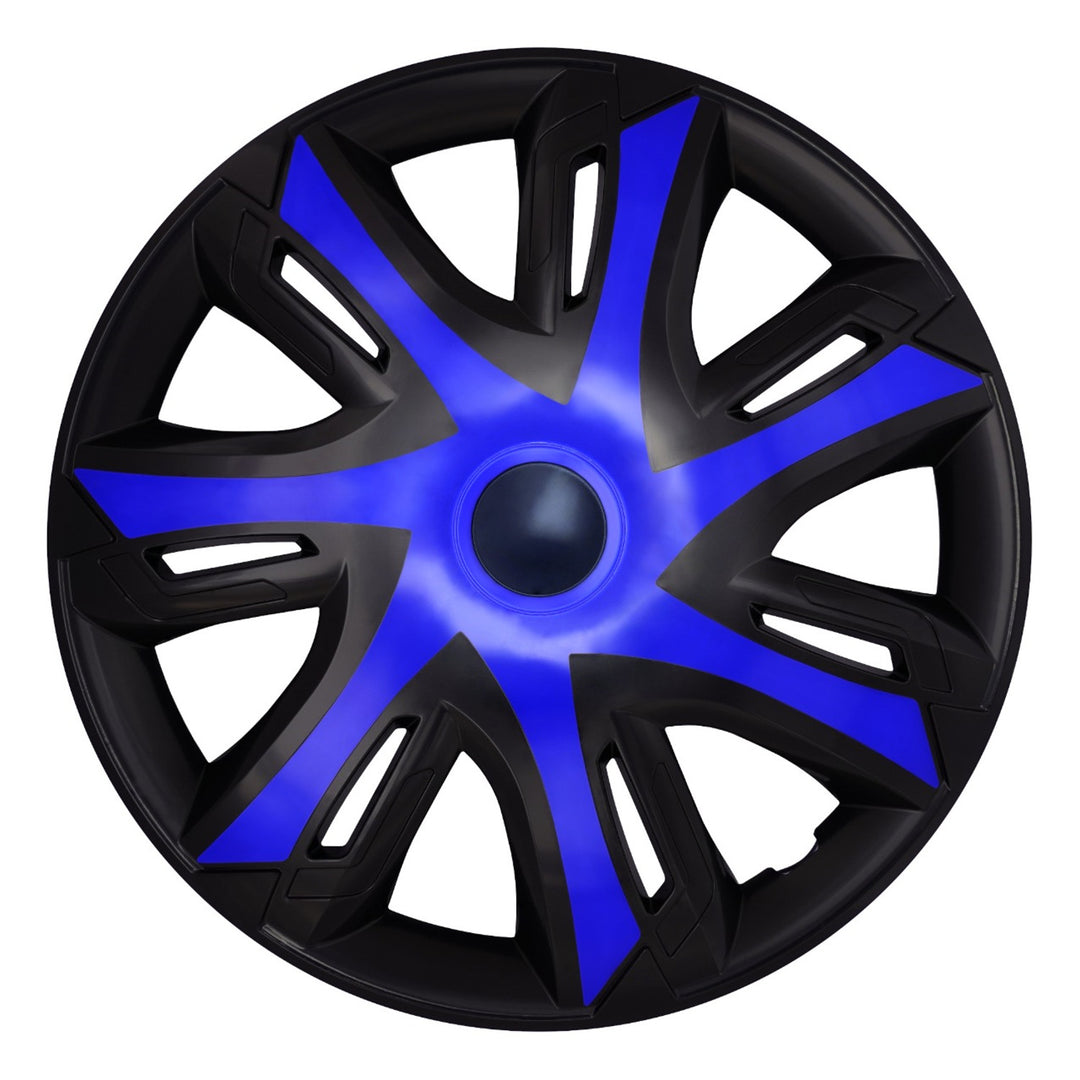 Tapacubos universales para coche de 15'' NRM N-Power azul/negro, 4 unidades