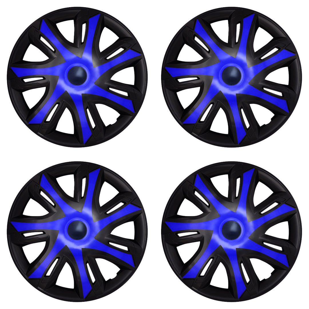 Tapacubos universales para coche de 16'' NRM N-Power azul/negro, 4 unidades