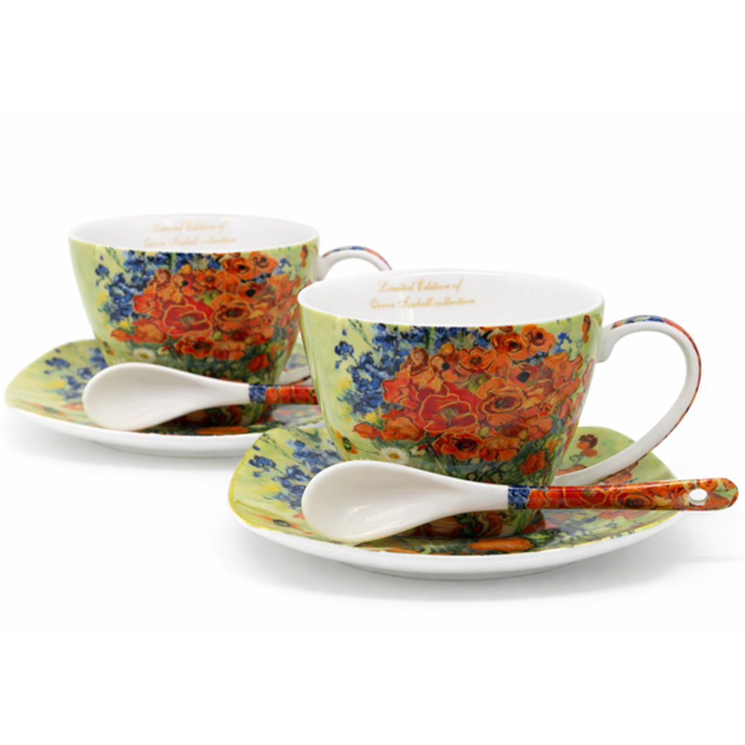 Porzellantassen „Van Gogh Mohnblumen“, 2 × 250 ml, 2er-Set, Queen Isabell
