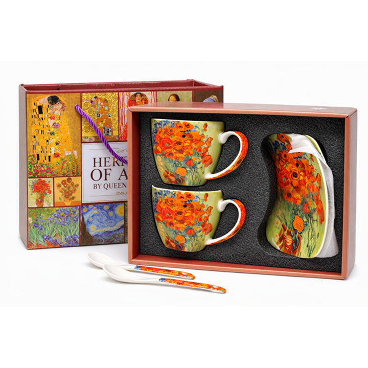 Porzellantassen „Van Gogh Mohnblumen“, 2 × 250 ml, 2er-Set, Queen Isabell