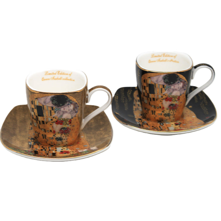 Tasses à espresso en porcelaine « Klimt – Le Baiser », 2 x 100 ml, Queen Isabell