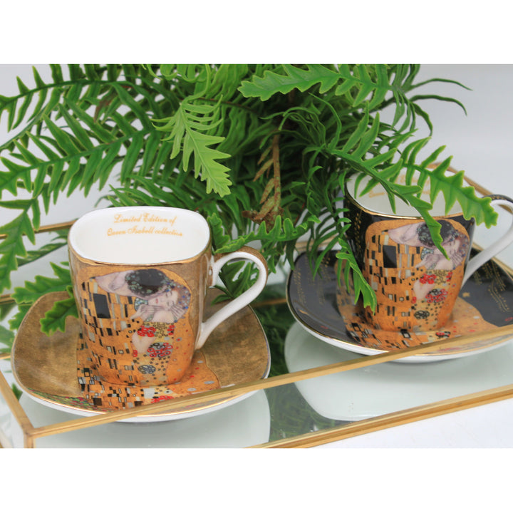 Tasses à espresso en porcelaine « Klimt – Le Baiser », 2 x 100 ml, Queen Isabell