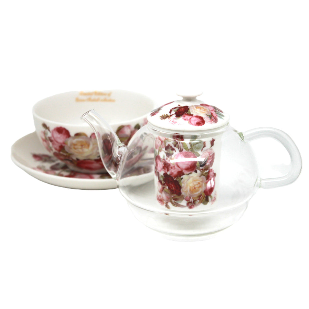 Juego de té «Rosas», taza y tetera (tea for one) Queen Isabell