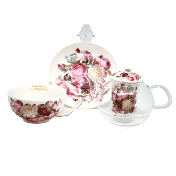 Juego de té «Rosas», taza y tetera (tea for one) Queen Isabell