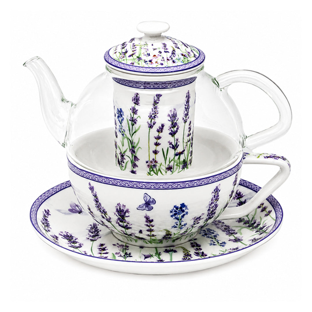 Teeservice „Lavendel“, Tasse und Kanne (Tea for One) von Queen Isabell