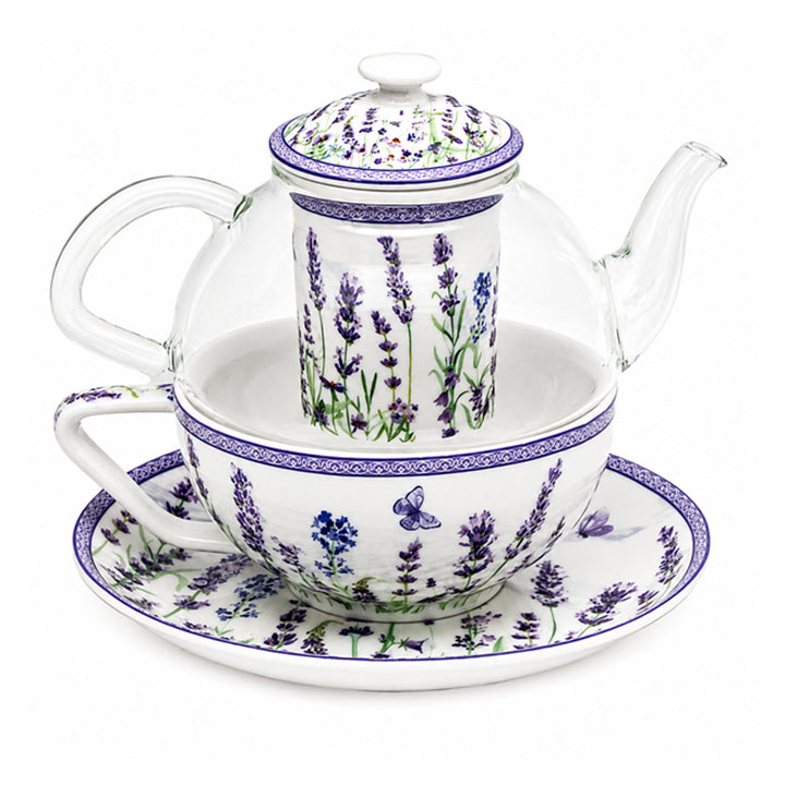 Teeservice „Lavendel“, Tasse und Kanne (Tea for One) von Queen Isabell