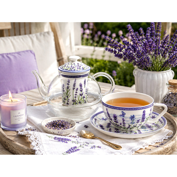 Teeservice „Lavendel“, Tasse und Kanne (Tea for One) von Queen Isabell