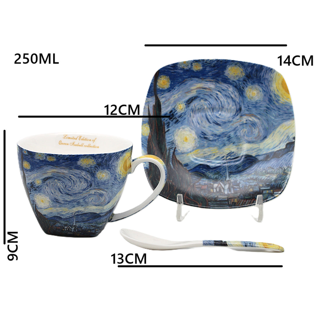 Tasses en porcelaine Van Gogh « Nuit étoilée » 2 x 250 ml, lot, Queen Isabell