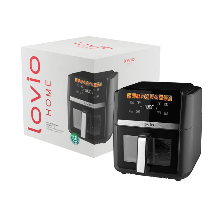 LOVIO DualHeat XXL Ceramic LVAF004BK 9L 2000W Oil-Free Air Fryer, Black