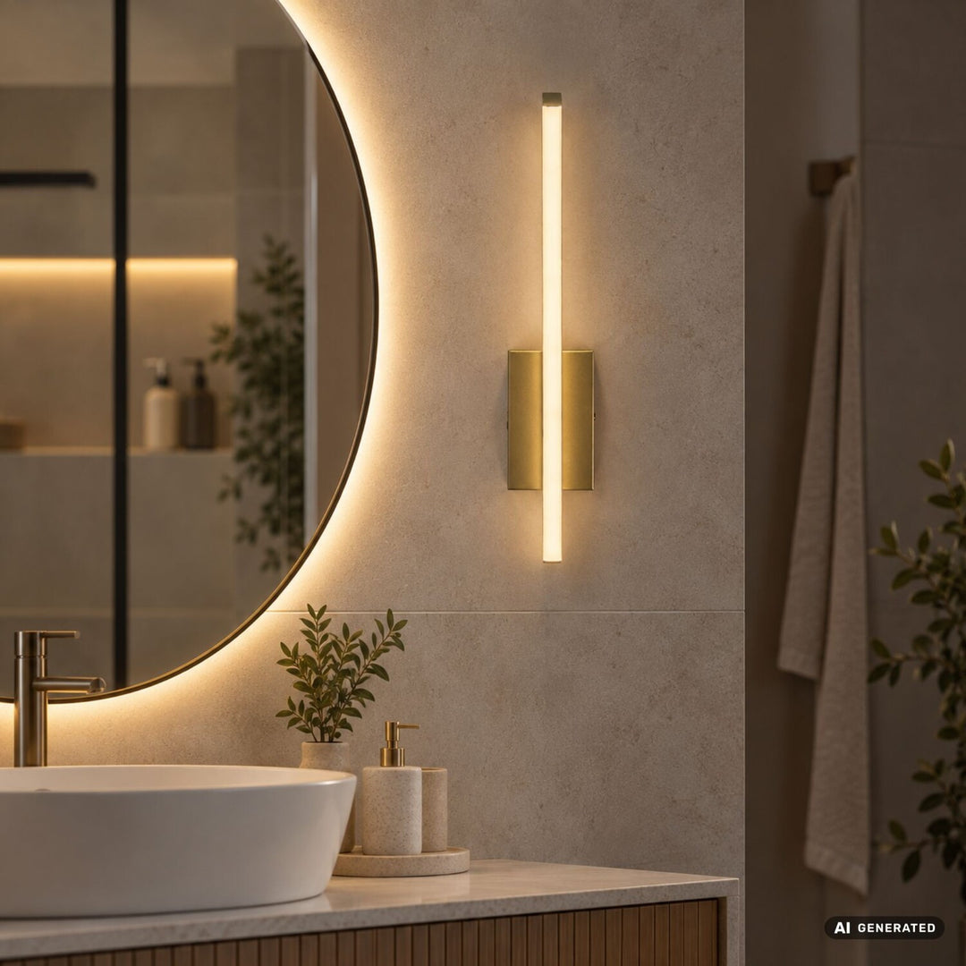Tilmann Indoor Wall Sconce, Gold, 10W LED, 550 lm, 4000K, H36 cm, IP44, Touch-Activated, 75089