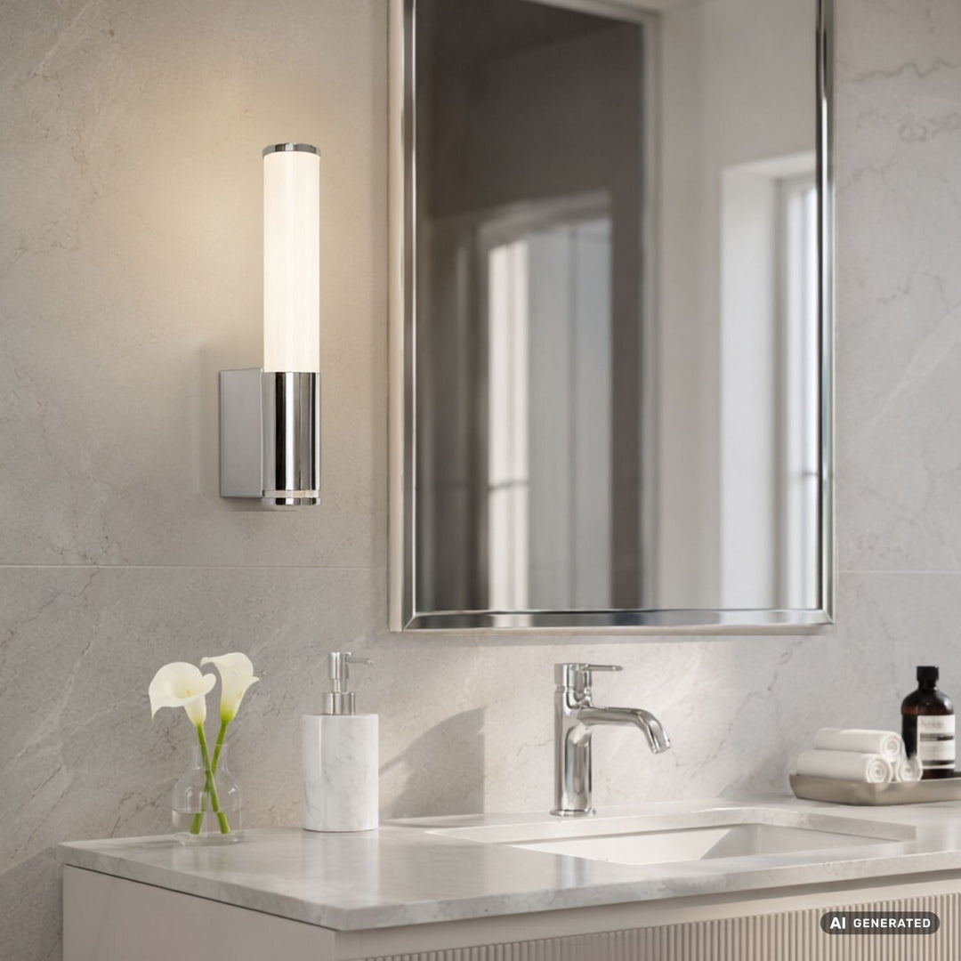 Tenero Indoor Wall Sconce, LED 6W, 4000K, 600 lm, H 29 cm, Chrome, IP44, 75100