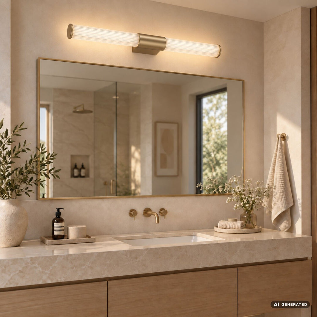 Bathroom Wall Sconce, Calyn, LED 15W, 4000K, 1450 lm, L60 cm, Gold, IP44, 75105
