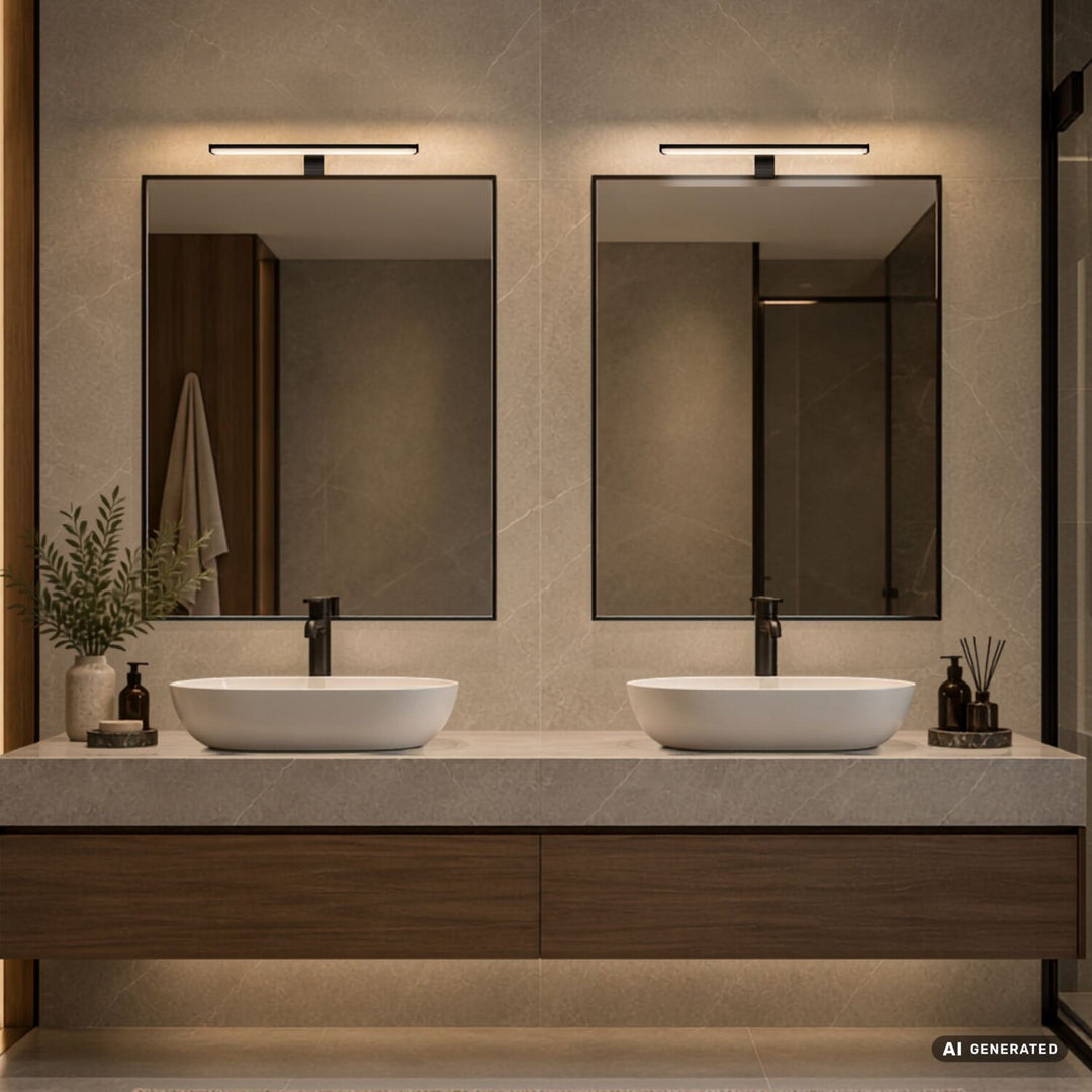 Bathroom Wall Sconce, Seyra, LED 8W, 4000K, 650 lm, L40 cm, Black, IP44, 75112