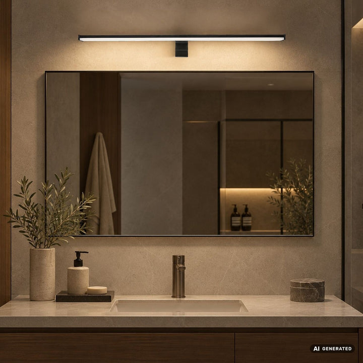 Bathroom Wall Sconce, Seyra, LED 12W, 4000K, 910 lm, L60 cm, Black, IP44, 75113