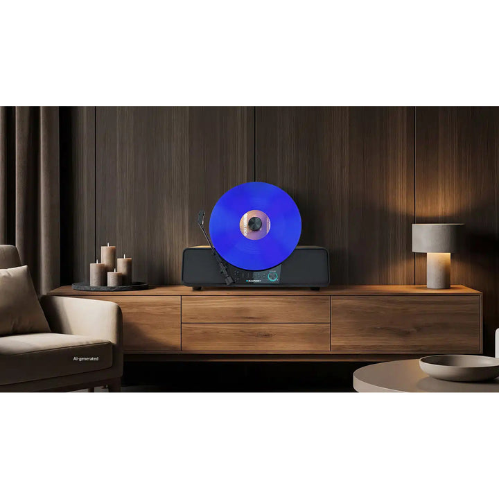 Blaupunkt Automatik-Plattenspieler, vertikal, BT, USB, Audio-Technica-Tonabnehmer, für 7"- und 12"-Platten, Varsovia VT200BT