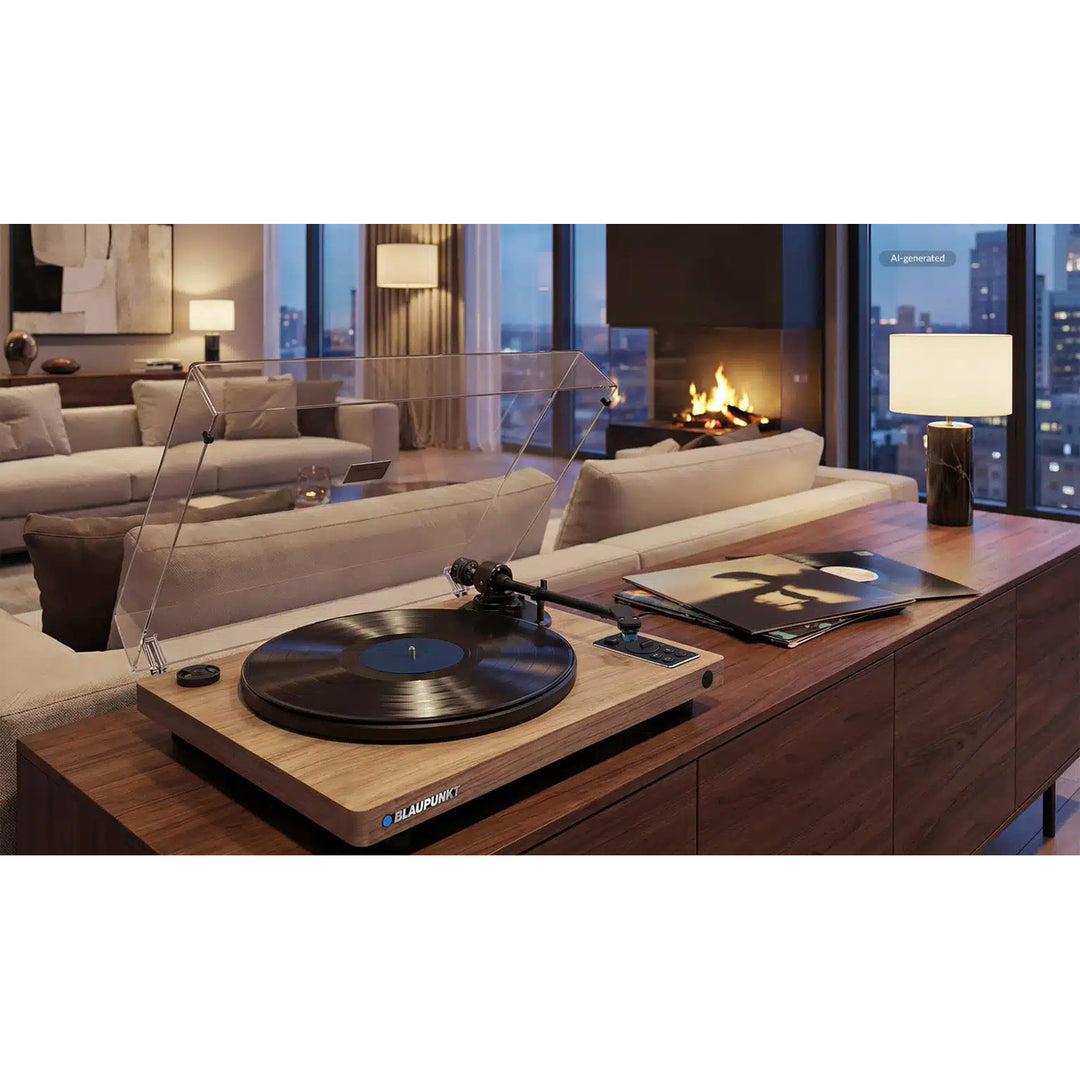 Blaupunkt Automatik-Plattenspieler, BT, USB, Audio-Technica-Tonabnehmer, für 7"- und 12"-Platten, Varsovia AT100BT