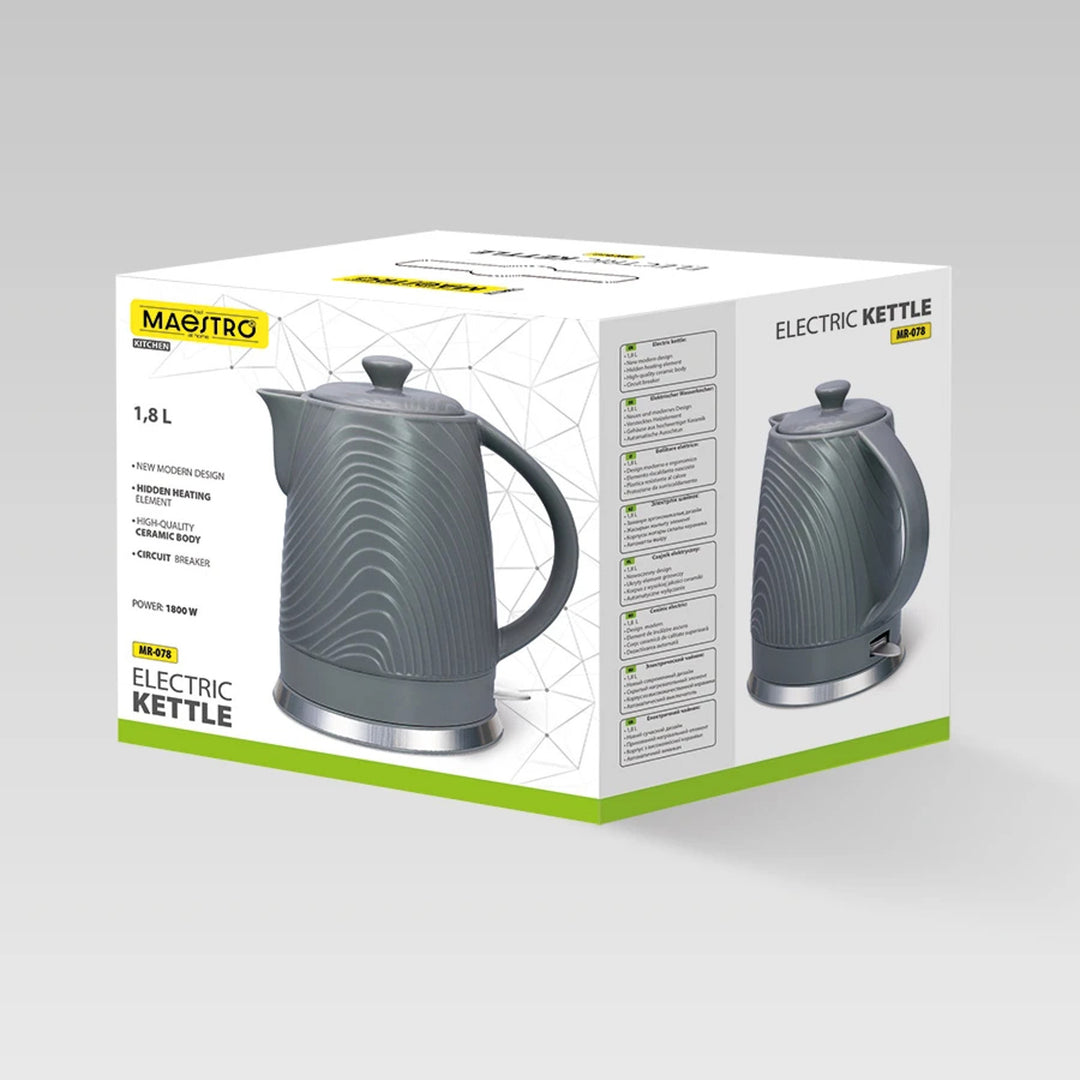 Maestro Electric Kettle, 1.8L capacity, 1800W power, keep-warm function, Anti-Calc filter, MR-078