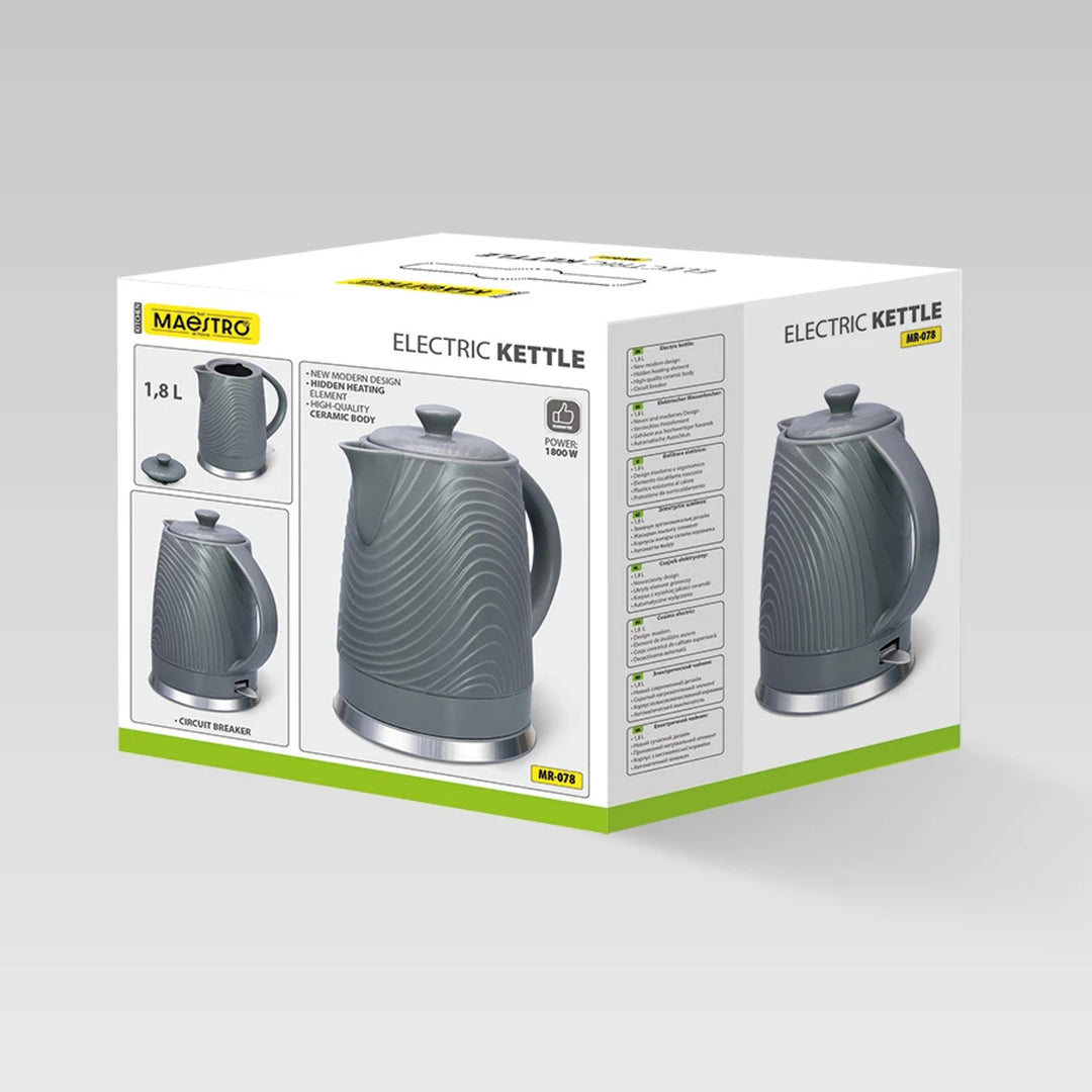 Maestro Electric Kettle, 1.8L capacity, 1800W power, keep-warm function, Anti-Calc filter, MR-078