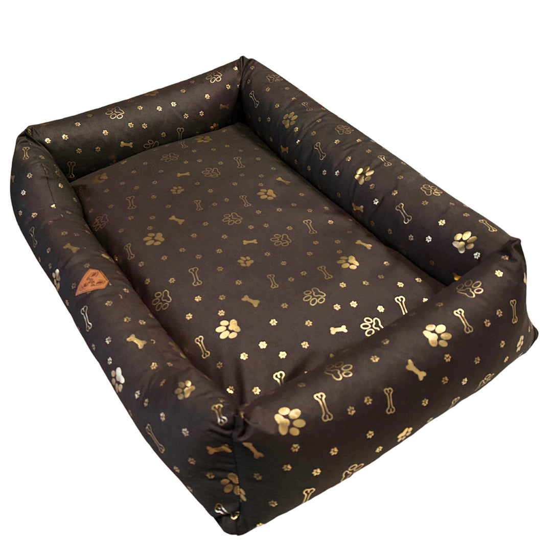 Dog bed, 100x75, waterproof, gold bones, detachable, Dogs4life
