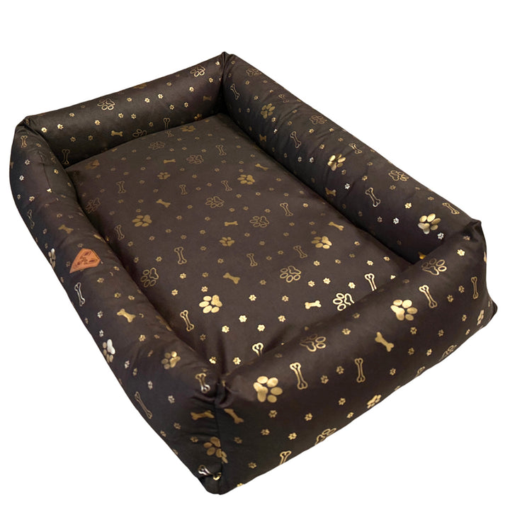 Dog bed, 100x75, waterproof, gold bones, detachable, Dogs4life