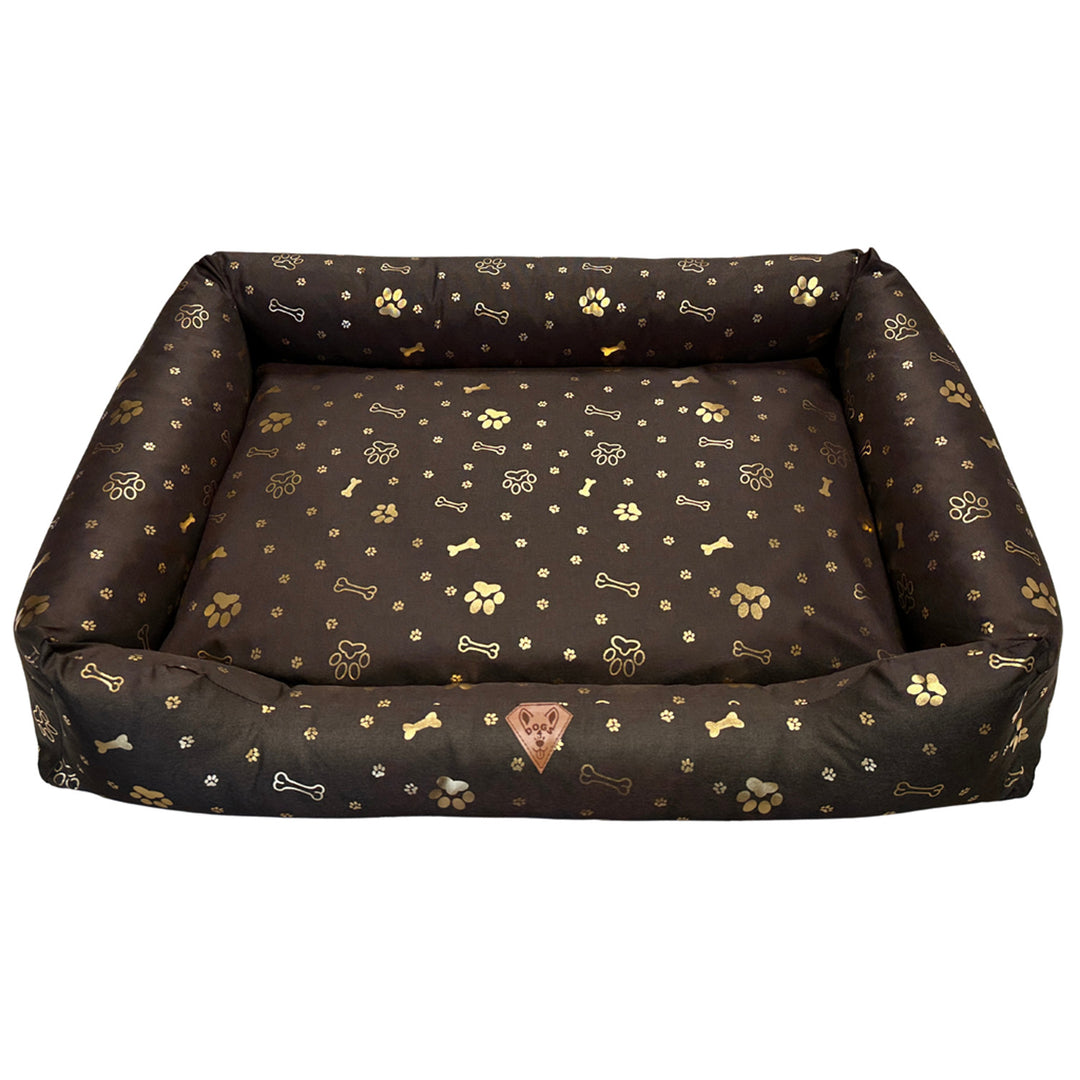 Dog bed, 100x75, waterproof, gold bones, detachable, Dogs4life