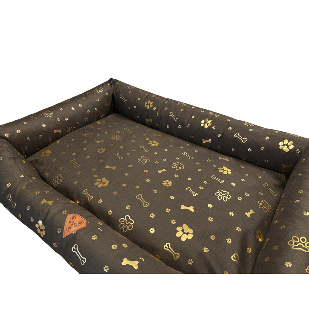 Dog bed, 100x75, waterproof, gold bones, detachable, Dogs4life