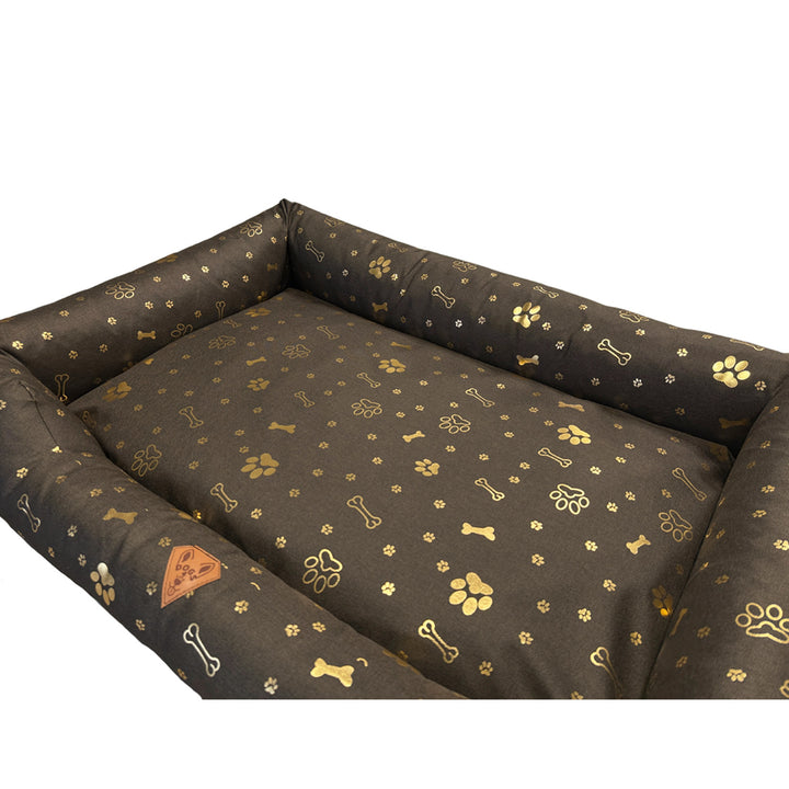 Dog bed, 100x75, waterproof, gold bones, detachable, Dogs4life