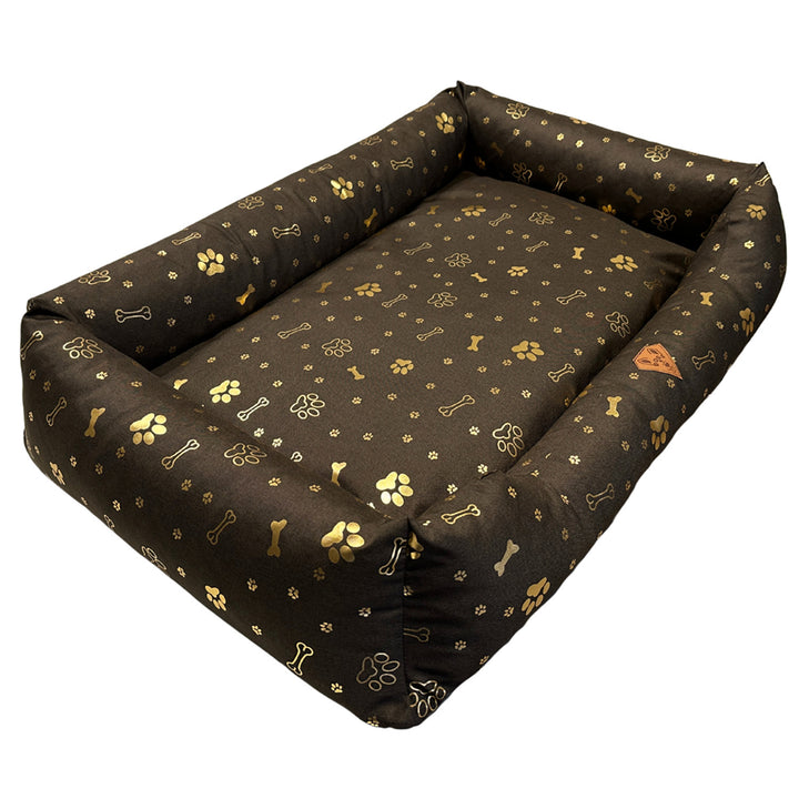 Dog bed, 100x75, waterproof, gold bones, detachable, Dogs4life