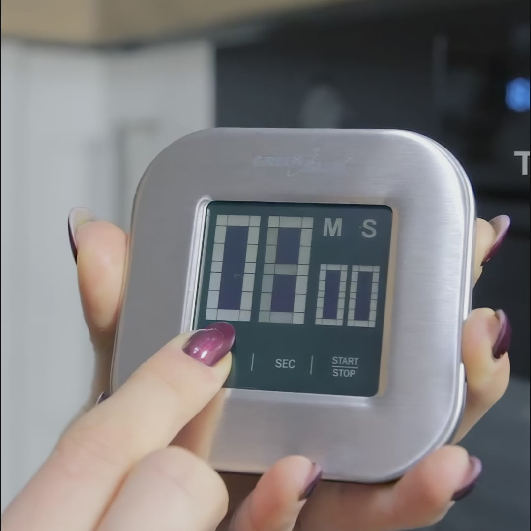 Digital Magnetic Timer- Silver Countdown Stopwatch Magnet Back Greenblue GB524