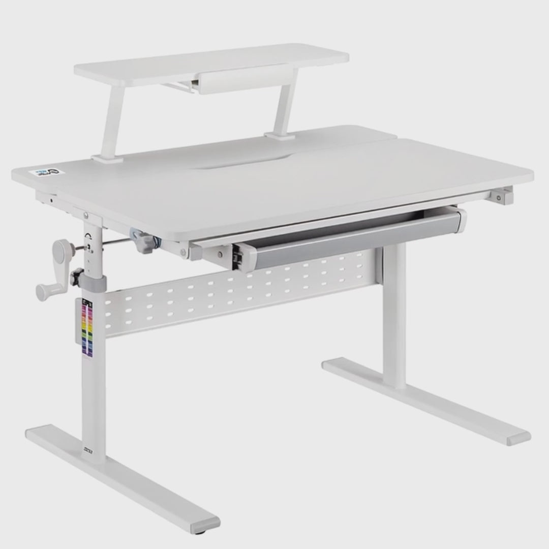Ergo Office ER-483 Ergonomic Kids Children's Desk with Height Adjustment and Tilt Adjustment Shelf with Book Holder up to 40 kg Drawer Bag Hook