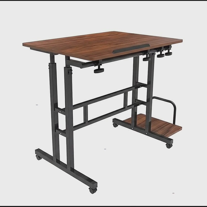 Maclean mobile laptop table desk, black, top 80x60cm, 50kg max, height adjustment 67-115 cm, MC-124 B