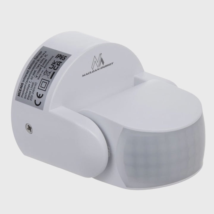 Maclean PIR motion sensor, infrared, IP65, white, range 12m, max load 600/1200W, MCE468 W