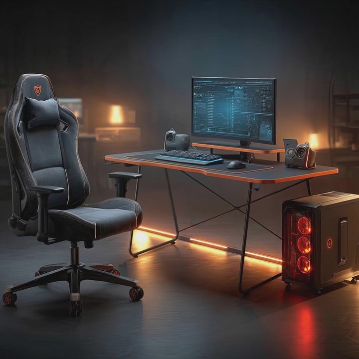 NanoRS RS170 Gaming Desk with Monitor Shelf, Computer Desk, 50kg max, Height 850mm, Black