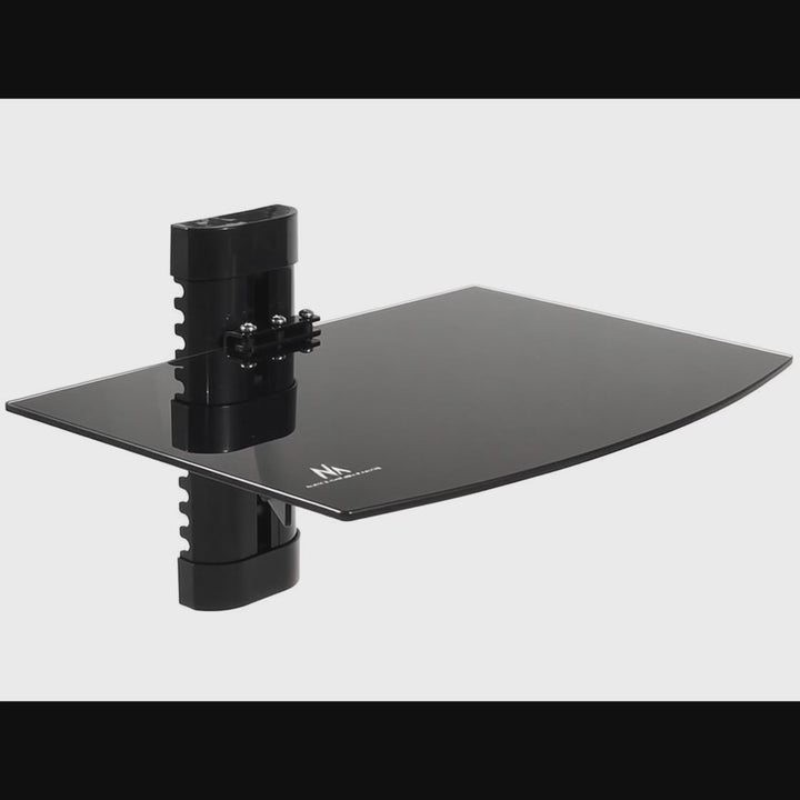 Maclean MC-663 Wandregal 1-Fach Glasregal 8kg Wandhalterung für DVD Player Spielconsolen HiFi Halterung Hängeregal