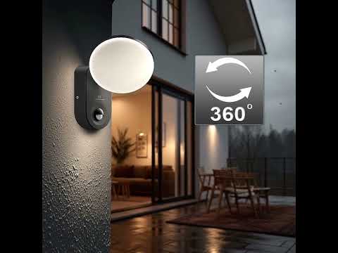 Maclean Energy MCE367 LED Wandleuchte mit PIR-Sensor-PC + ALU, 15W (1100lm) Neutral Weiß 4000K IP65 grau