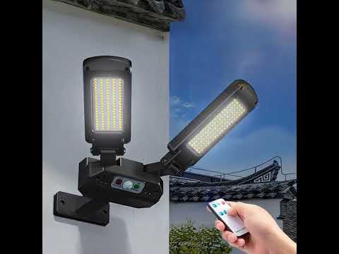 Maclean MCE447 Double Solar Wall Lamp with Motion and Dusk Sensor IP54 5W 2x 450 Lumens 6500K Two Light Sources Remote Control Outdoor Street Light