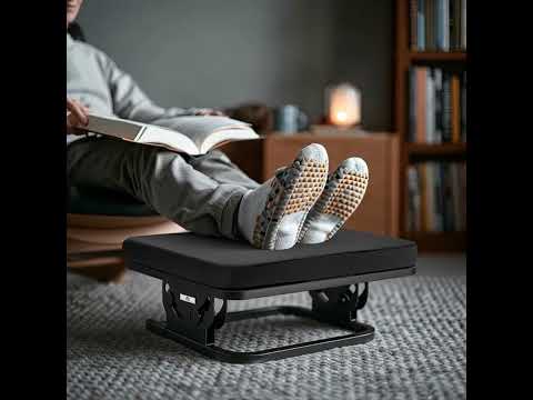 Maclean MC-460 Reposapiés Ergonómico, Reposapiernas, Ángulo Infinitamente Ajustable, Cojín Extraíble